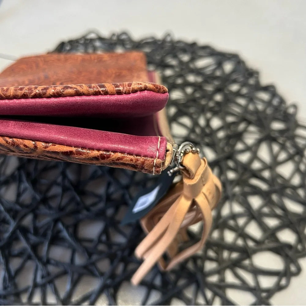 Consuela Sally Fold Over Leather Tooled Clutch